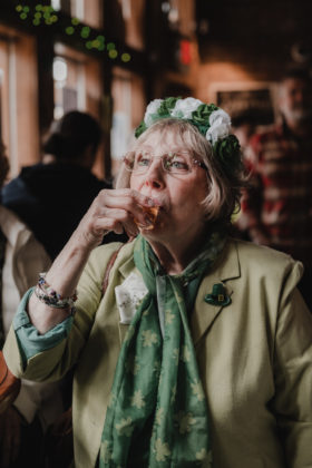 A woman takes a shot