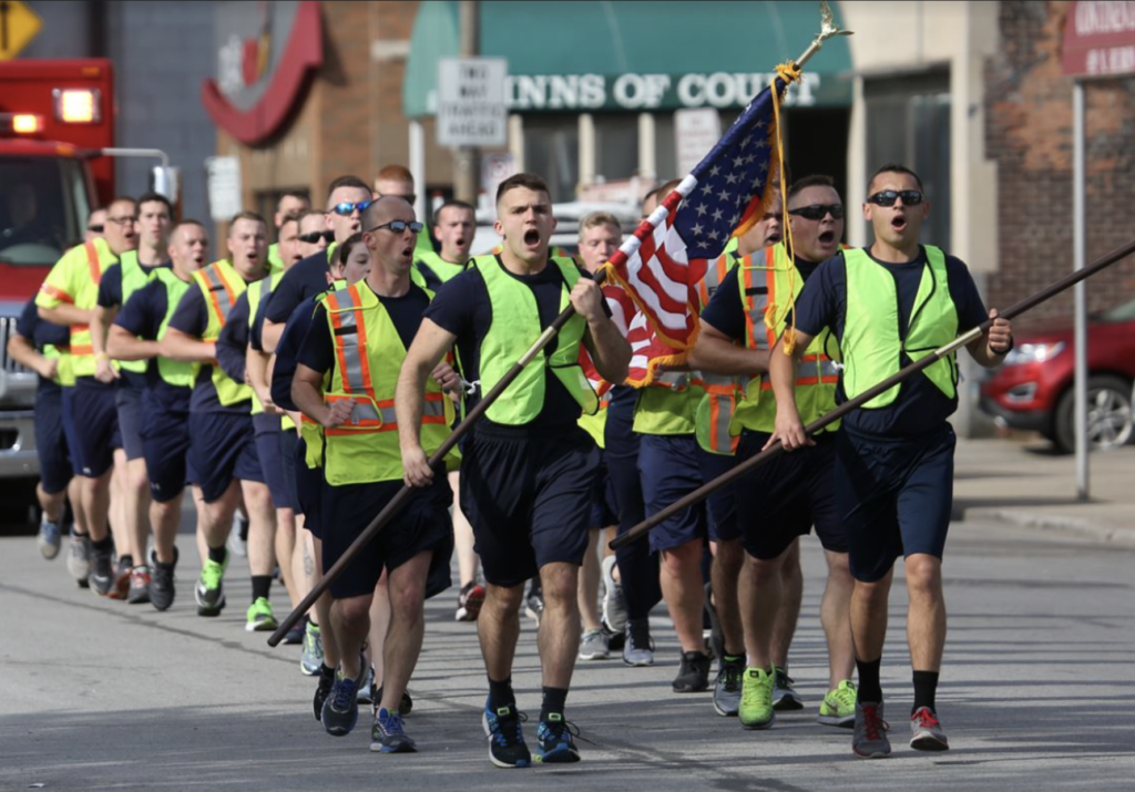 The firefighters run