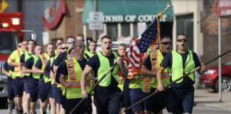 The firefighters run