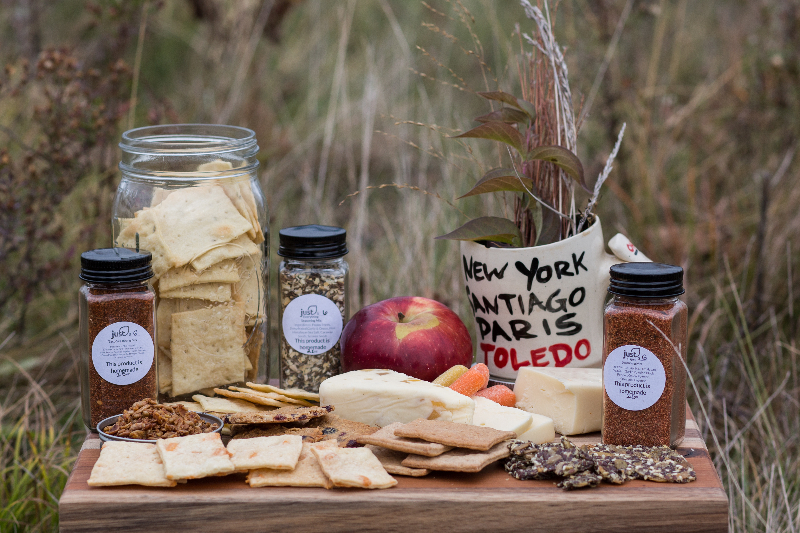charcuterie board with crackers and cheese