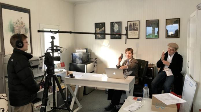 People shoot a movie