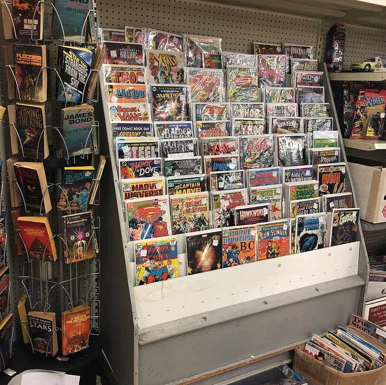 Shelf full of comics