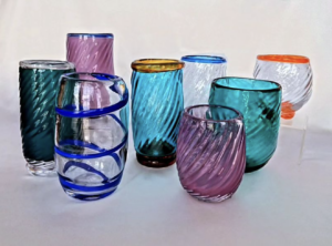 eight of Ian Dawson's blown glass pieces
