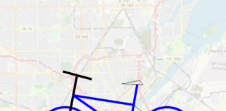 Toledo Bike Map logo over a map of the Toledo area