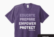 Jupmode Partners With Justice for Sierah Community T-Shirt "Educate, Prepare, Empower, Protect" T-Shirt created by Jupmode in Partnership with Justice for Sierah