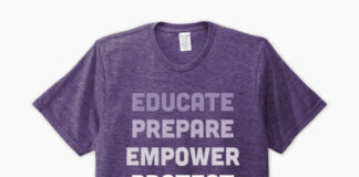 "Educate, Prepare, Empower, Protect" T-Shirt created by Jupmode in Partnership with Justice for Sierah