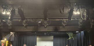 The cast of "The 25th Annual Putnam County Spelling Bee" rehearsing one of the group numbers.