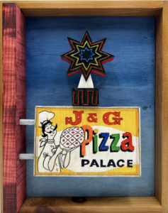 j&g pizza lamb art piece