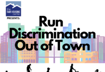 “Run Discrimination Out of Town” with The Fair Housing Center run discrimination out of town